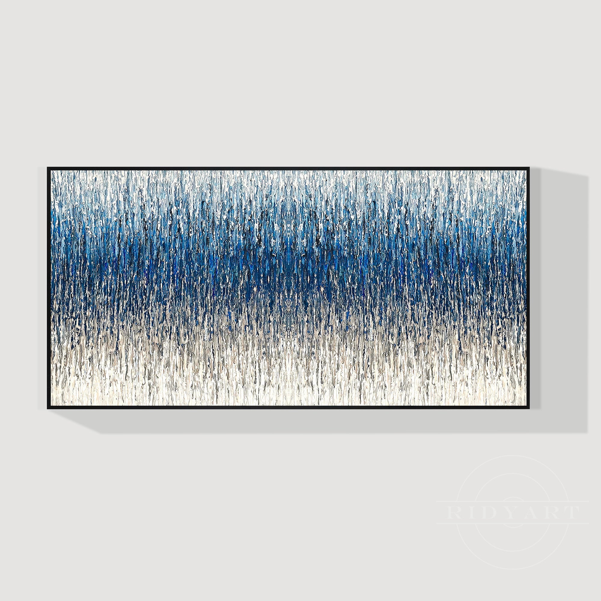 Steel blue gray abstract textured painting