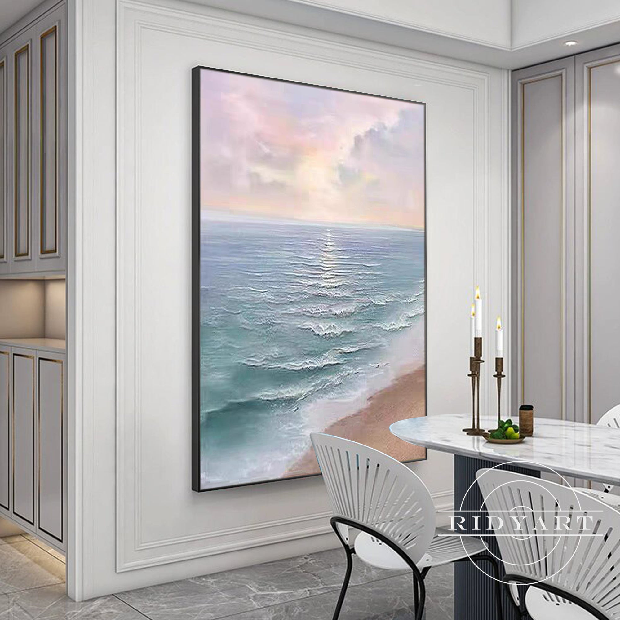 Textured acrylic seascape painting