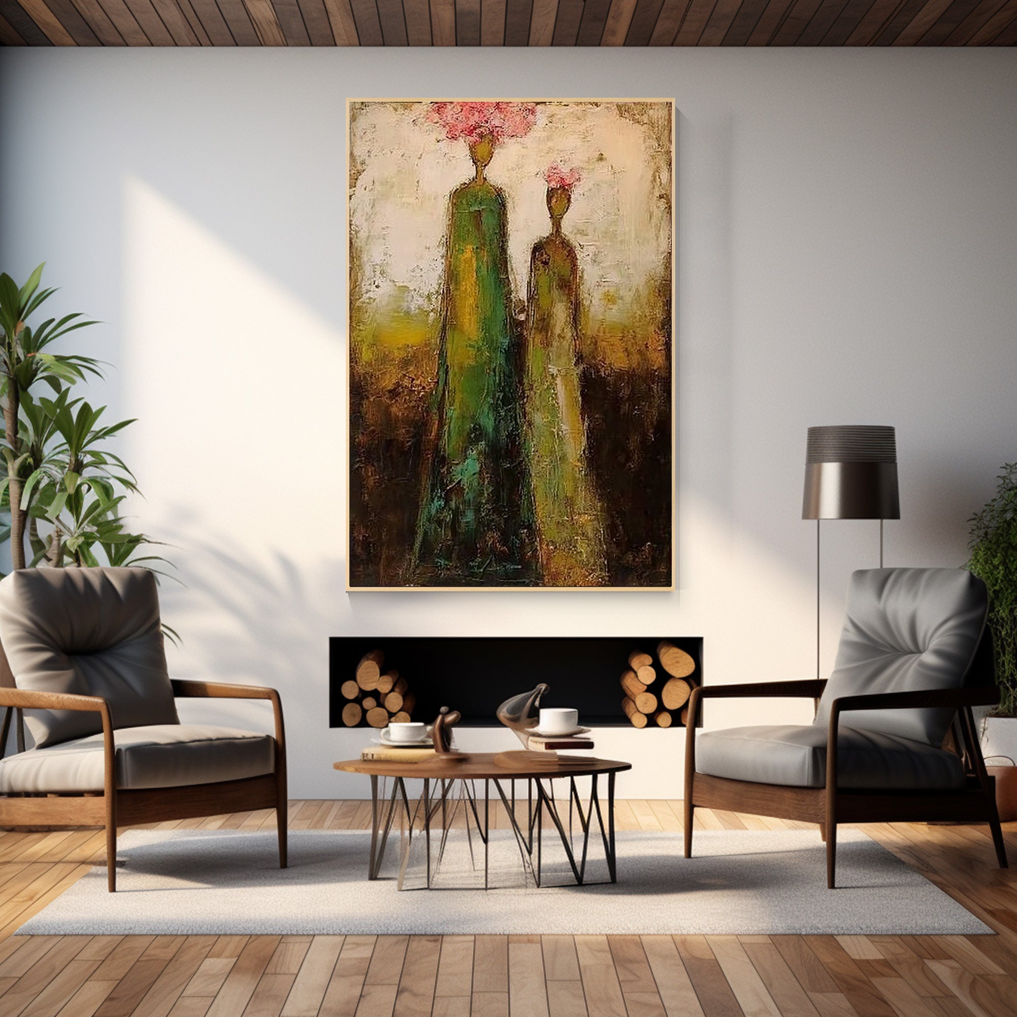 Textured abstract figurative painting close up detail