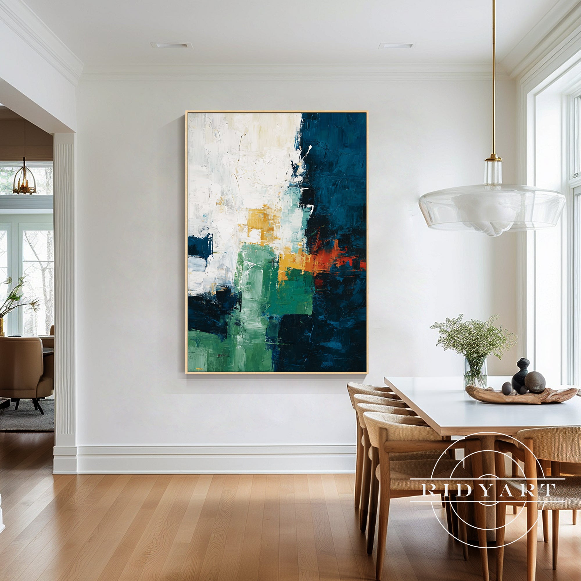 Emerald green and navy textured decor for living room