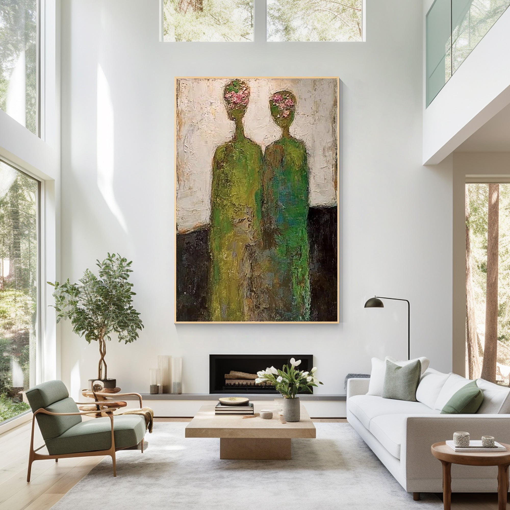 Hand-painted textured figurative painting detail