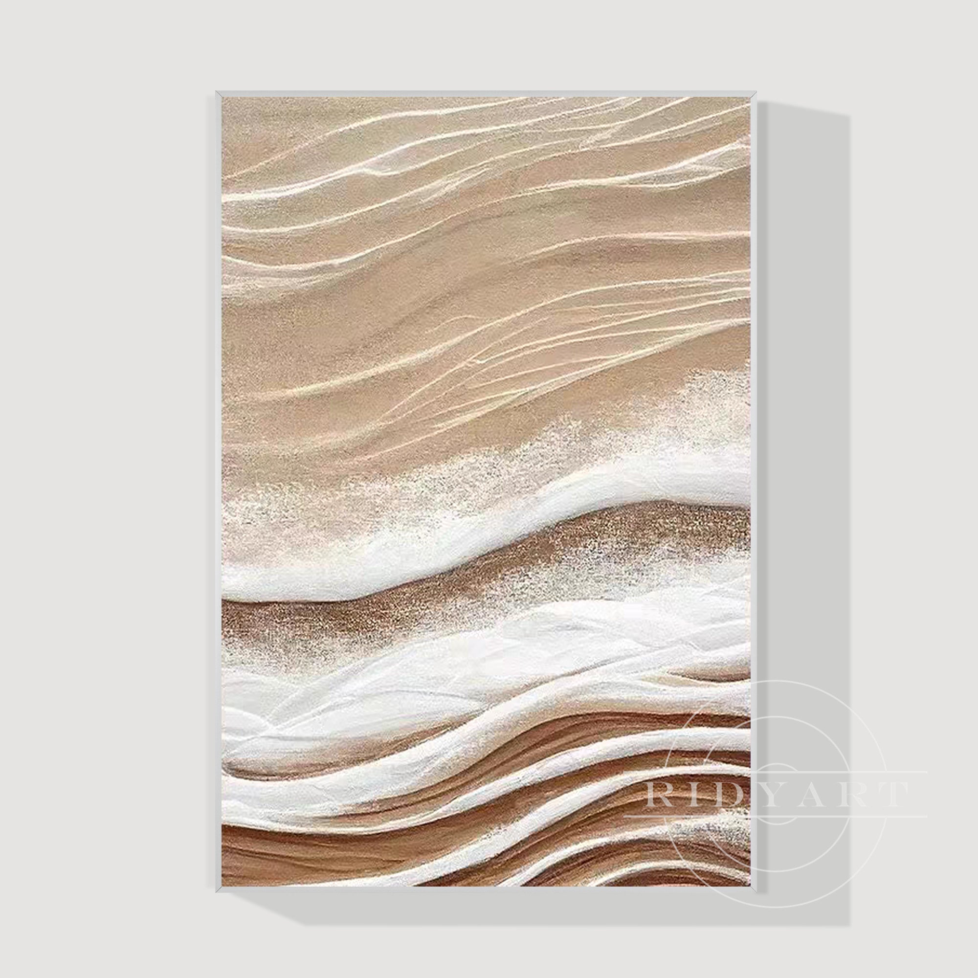 Minimalist 3D beige abstract canvas wall art in neutral tones