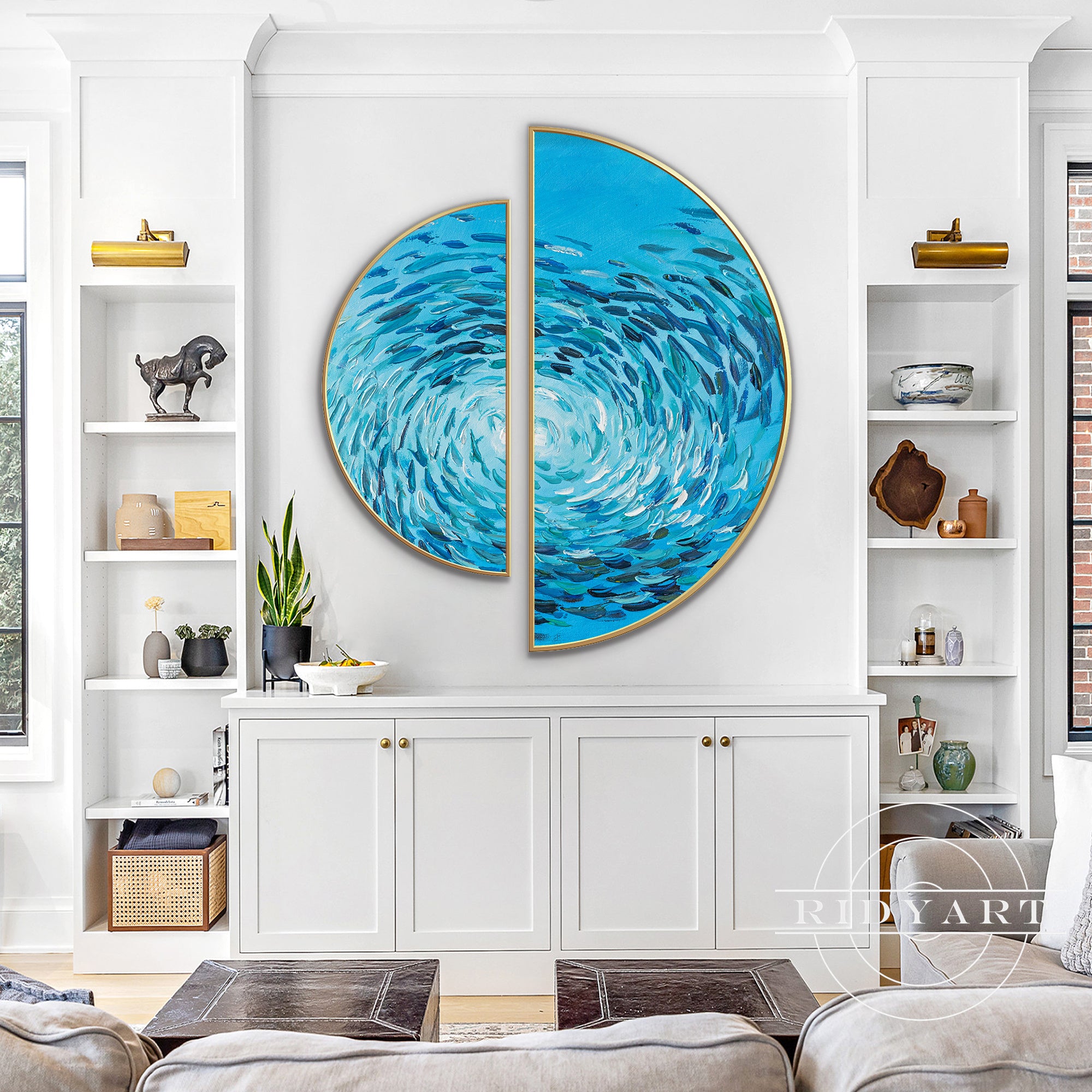 Textured coastal fish artwork