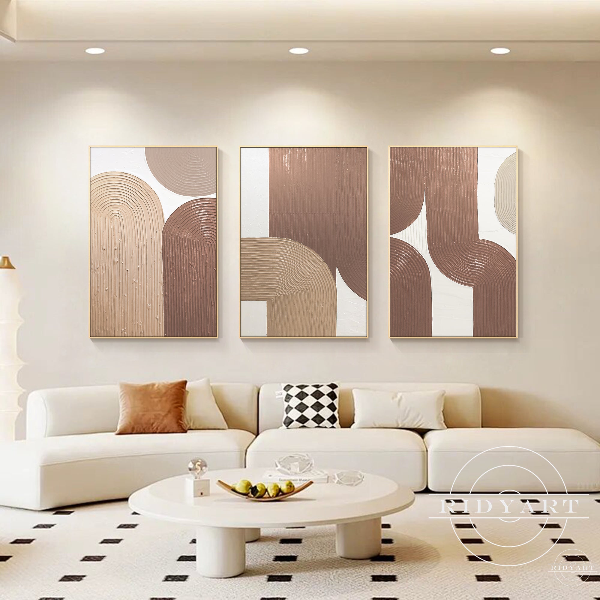 textured minimalist arch wall art in brown tones