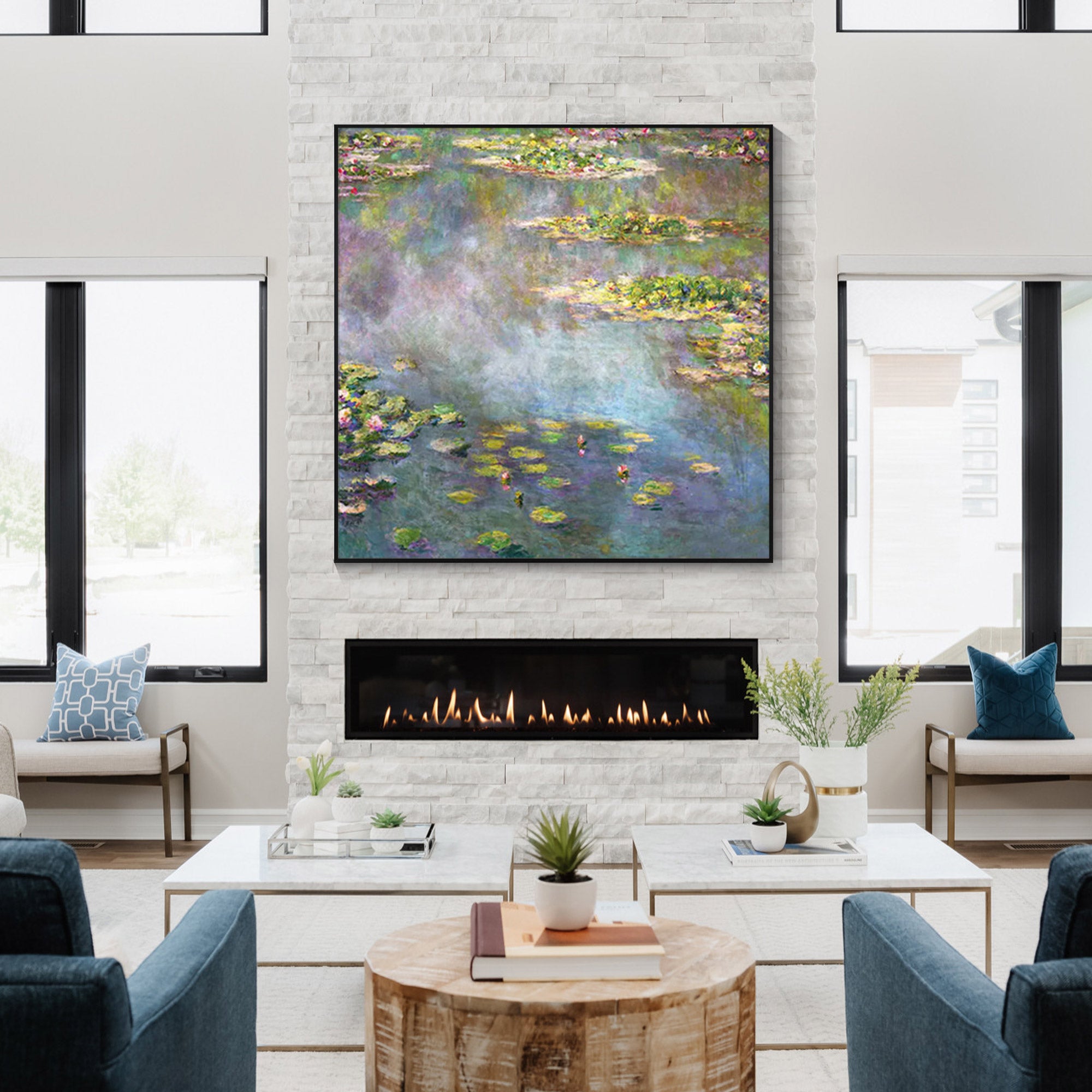 Serene garden landscape canvas art for nature lovers