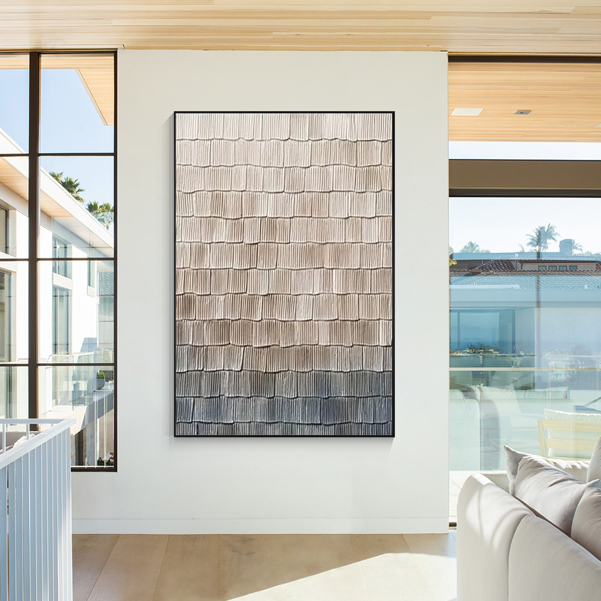 contemporary beige gray abstract wall art textured canvas