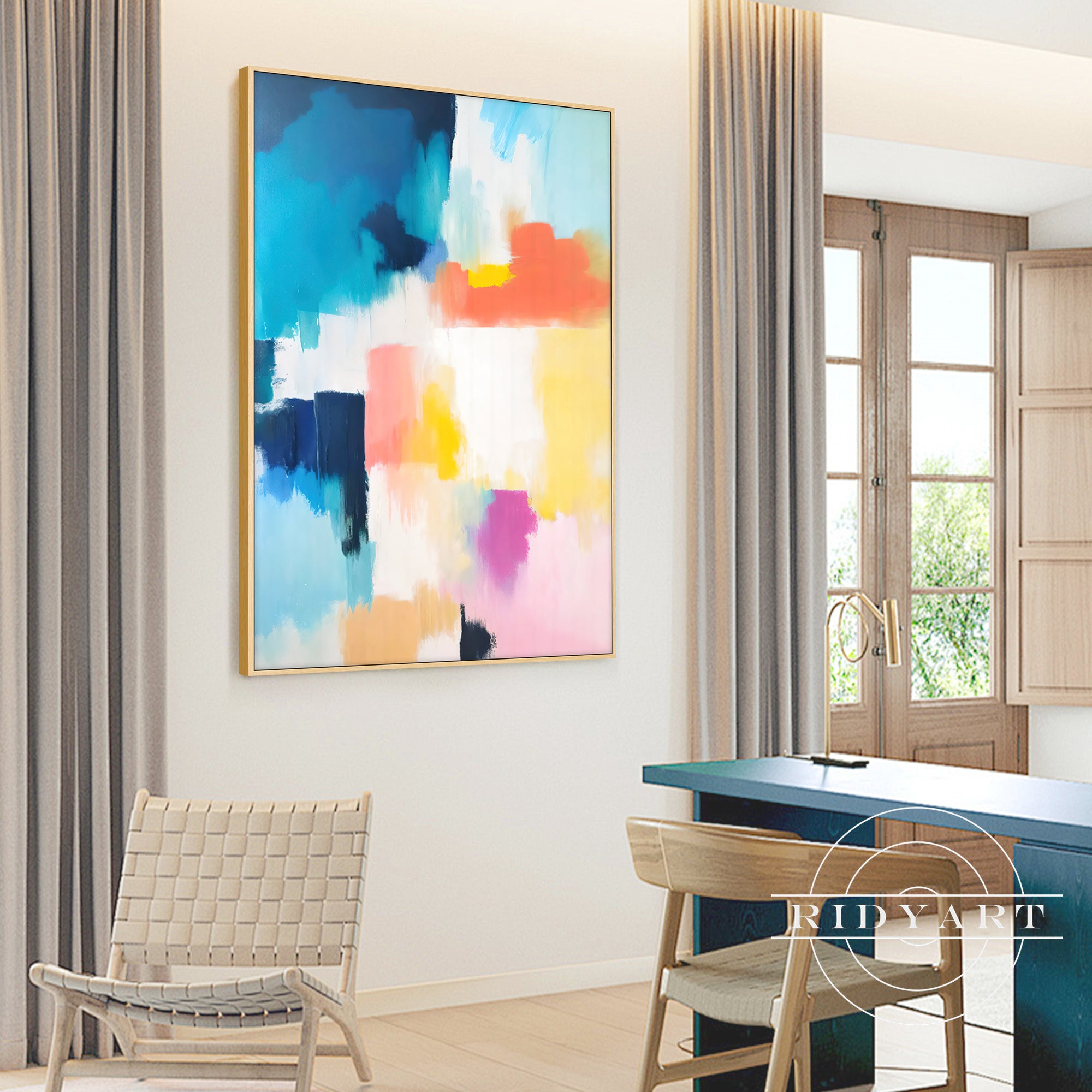 Hand-painted vibrant abstract painting