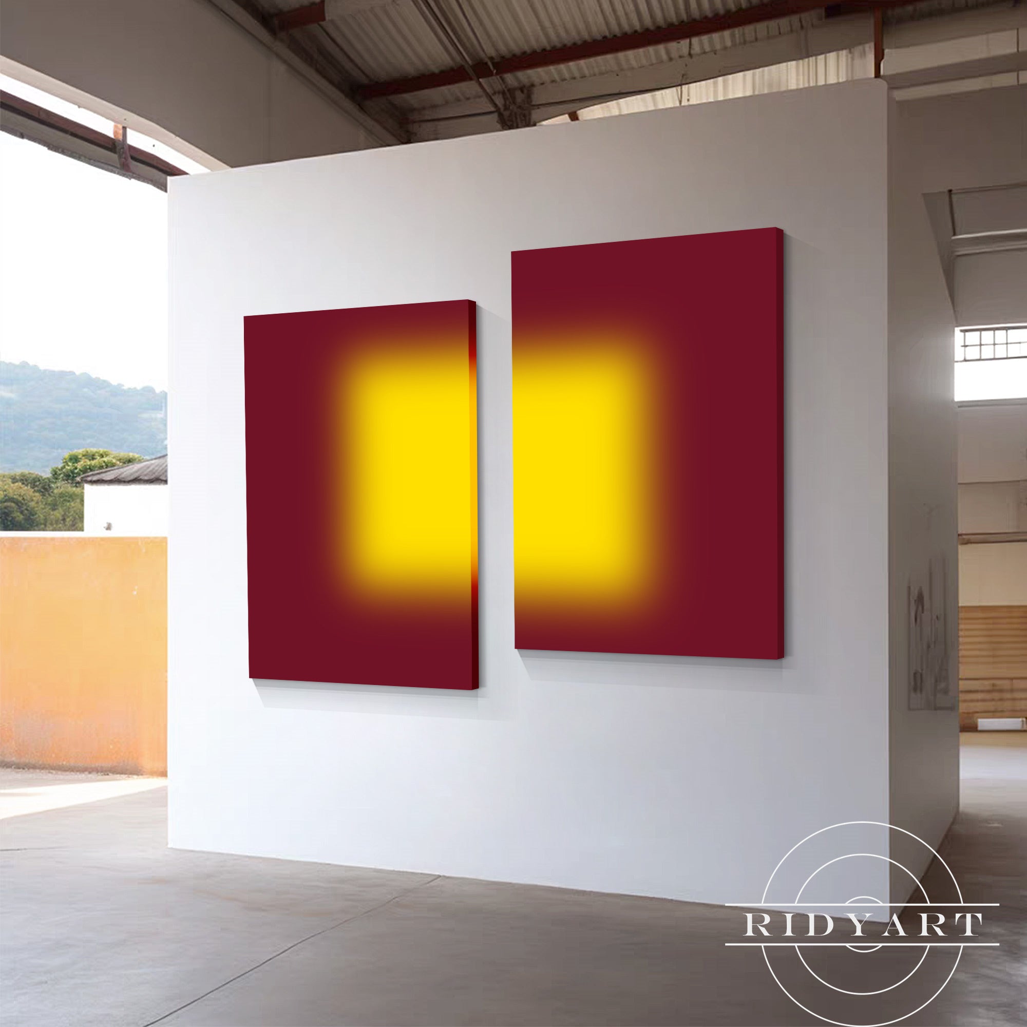 vibrant red yellow gradient artwork contemporary decor