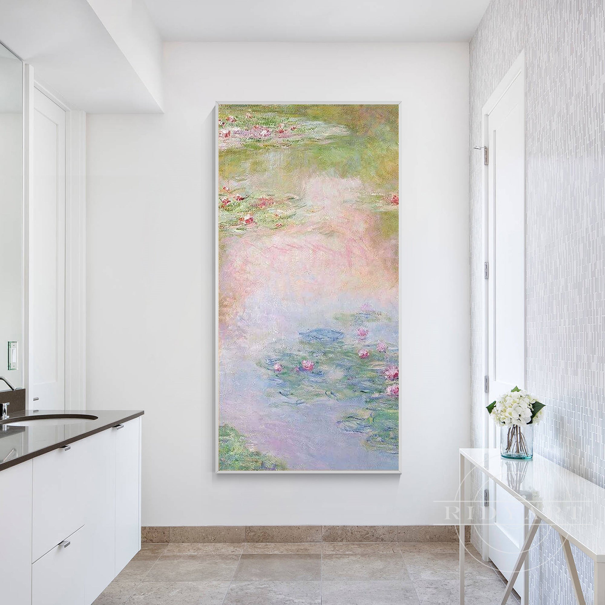 Vintage inspired water lilies wall art on canvas