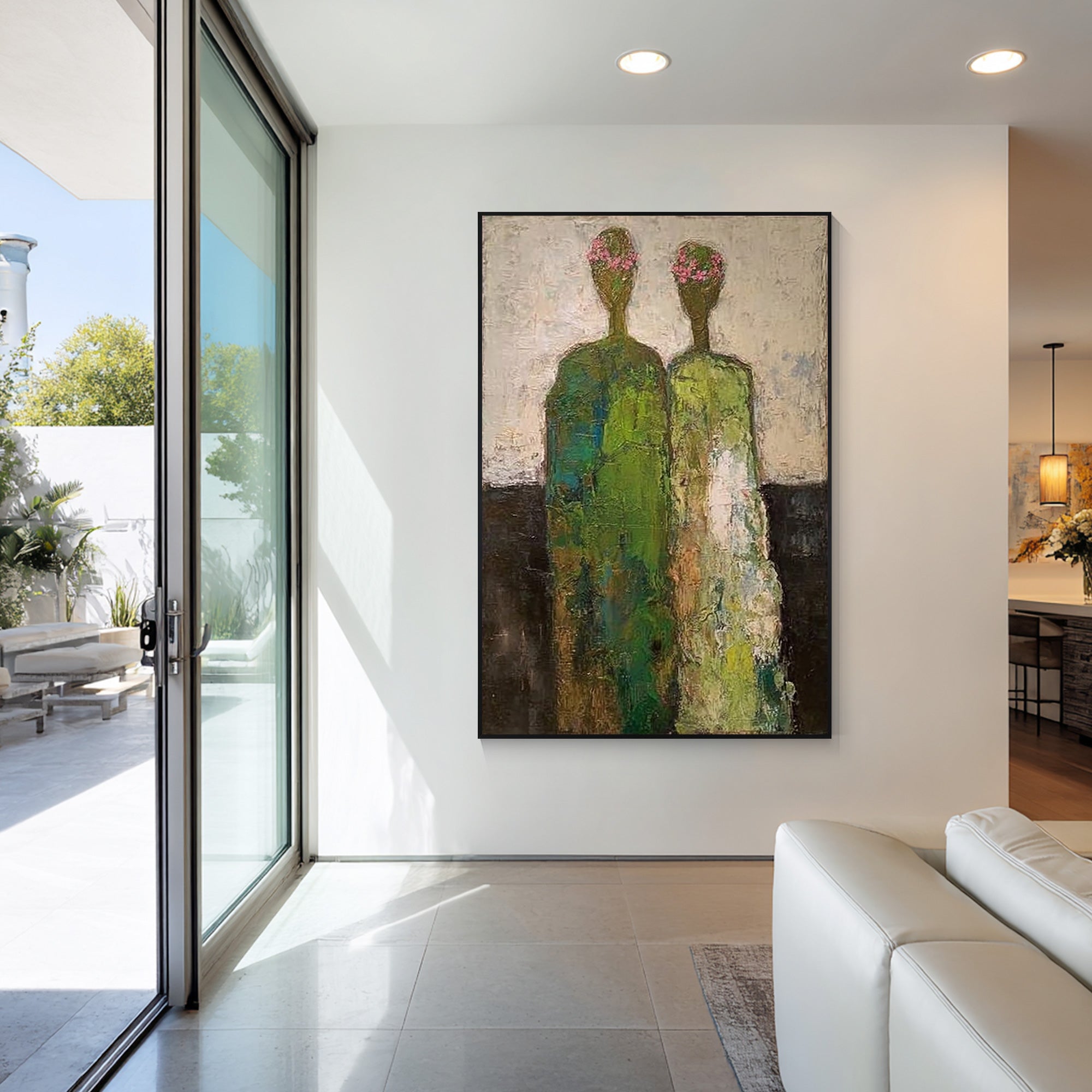 Vintage inspired abstract woman portrait canvas