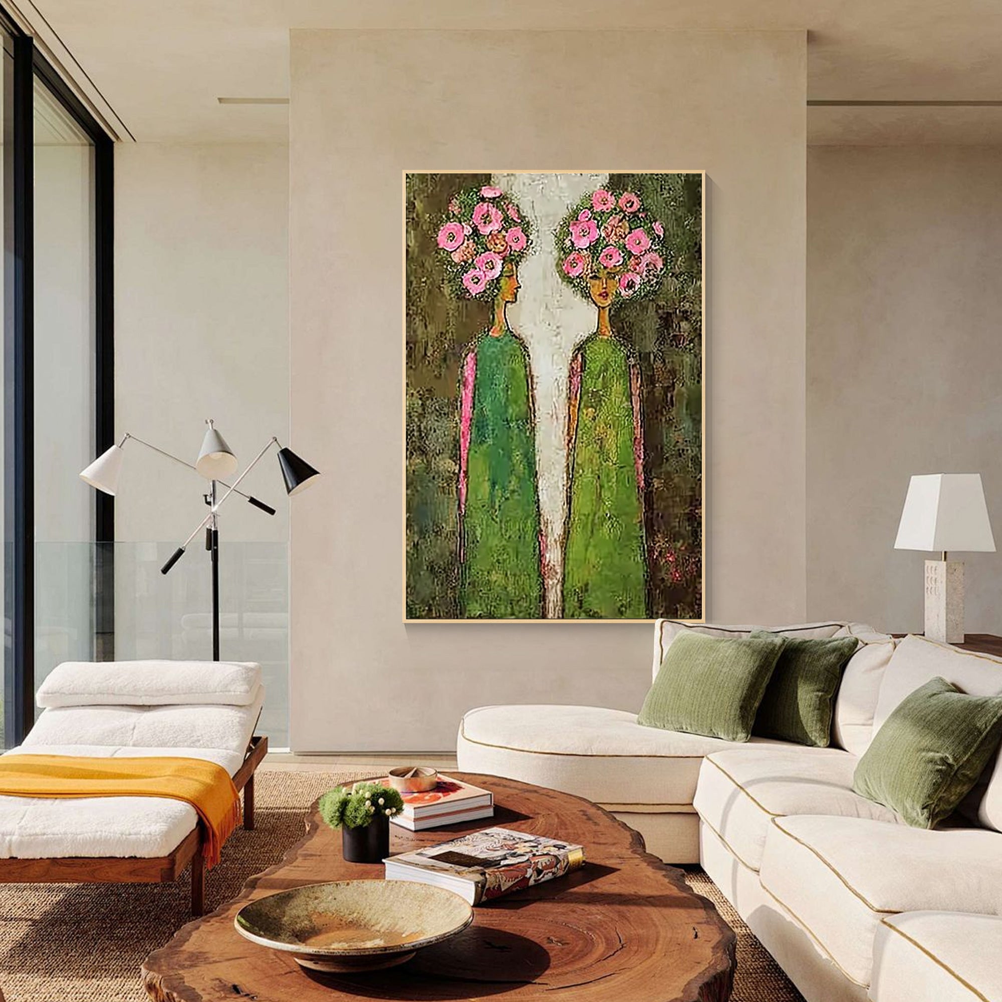 vintage abstract woman portrait textured wall decor