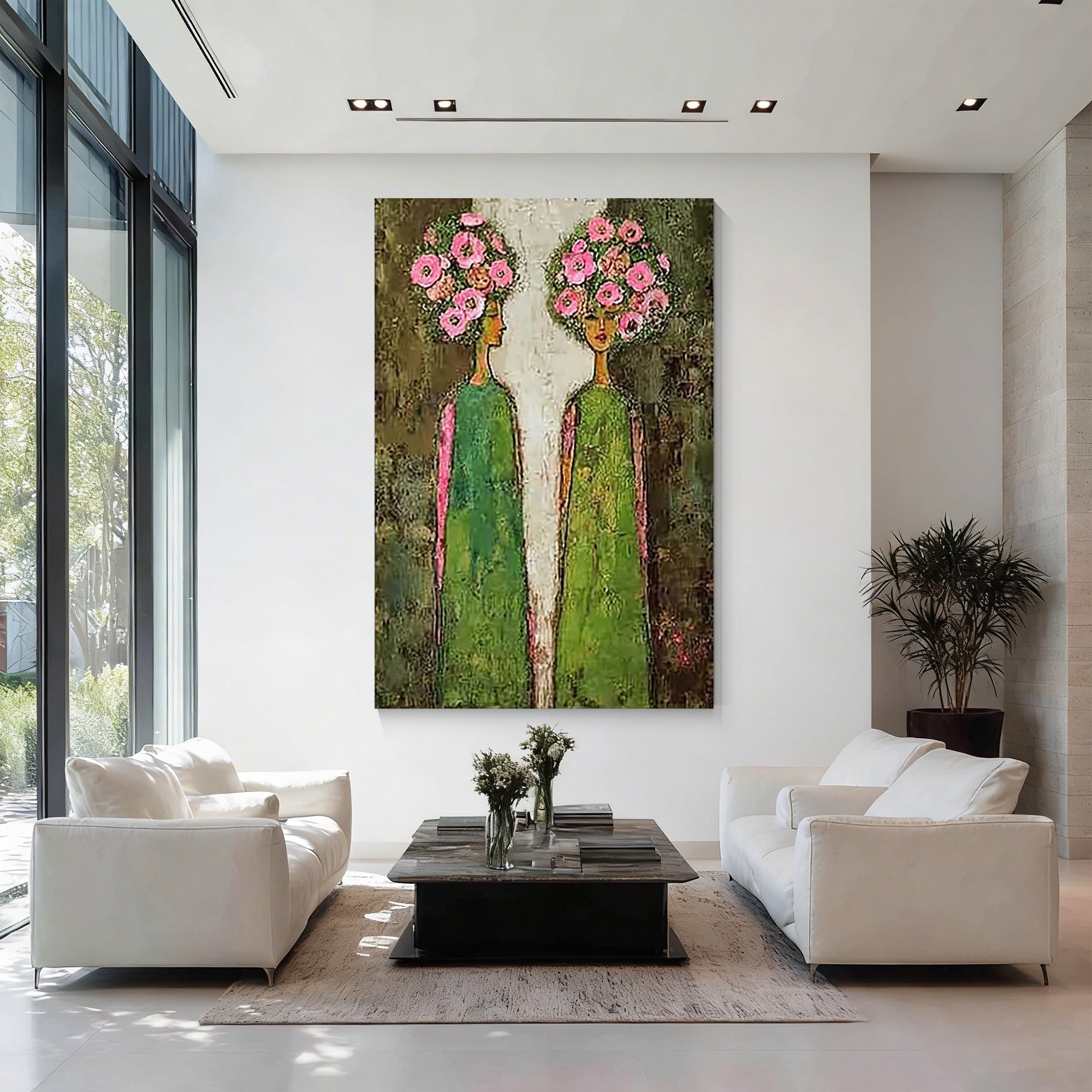 textured abstract figurative canvas living room decor