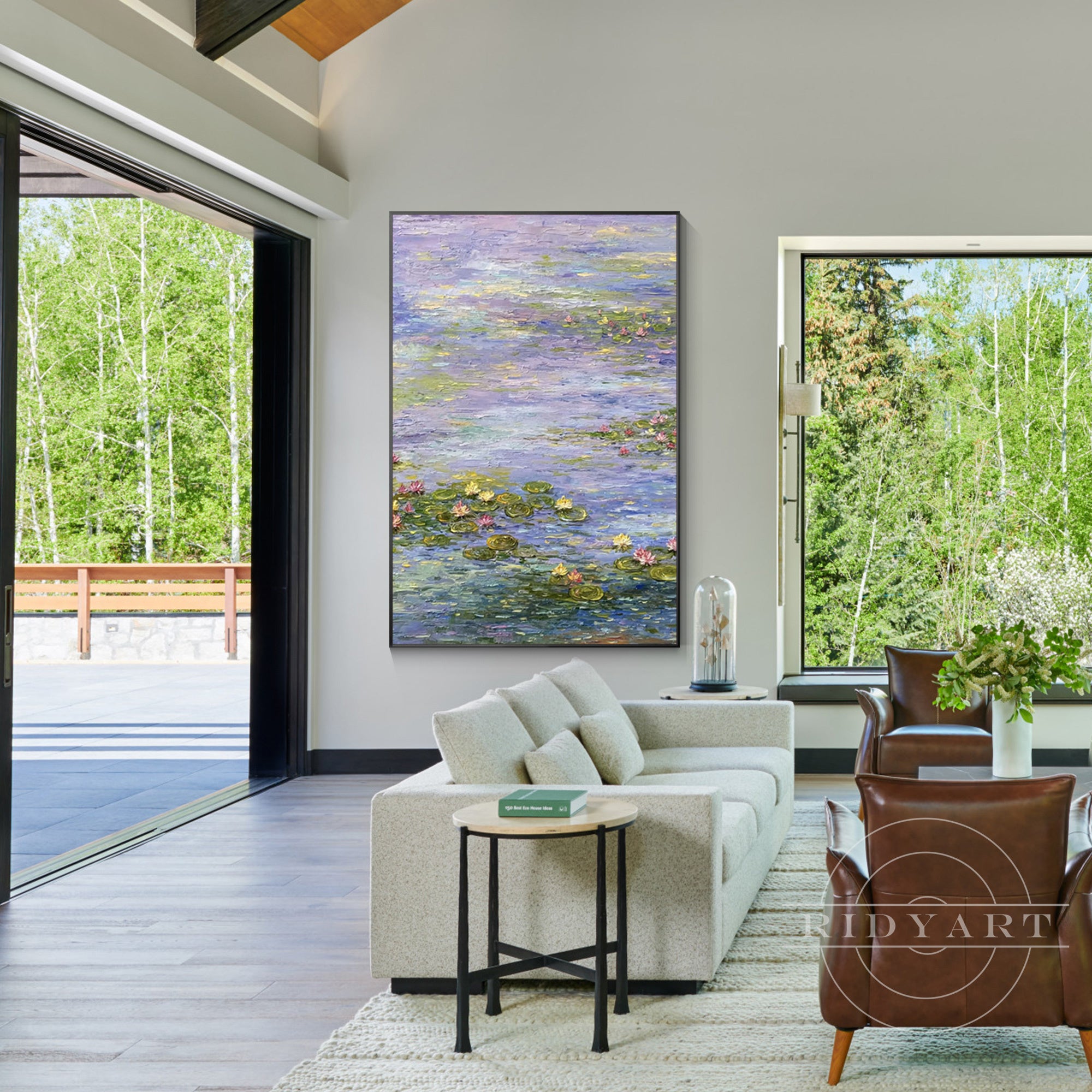 Modern landscape water lily painting on canvas