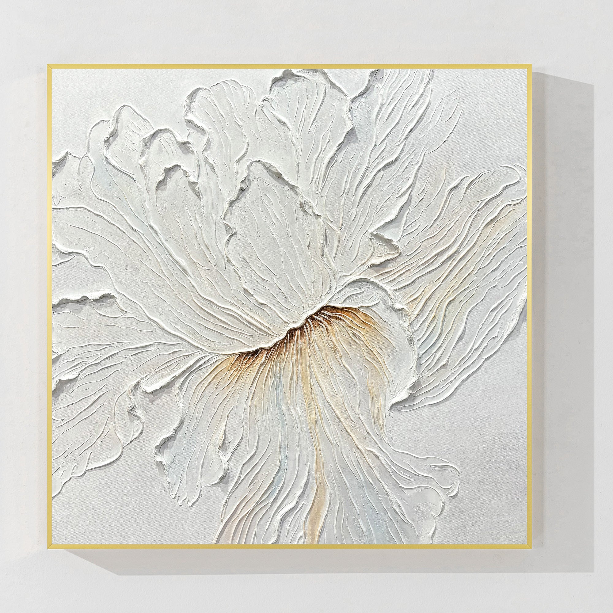 White flower thick textured 3D painting on canvas