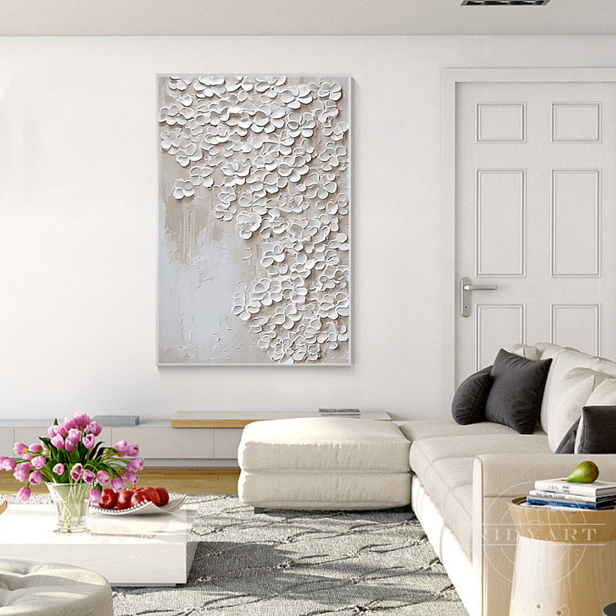 Minimalist floral canvas in neutral tones