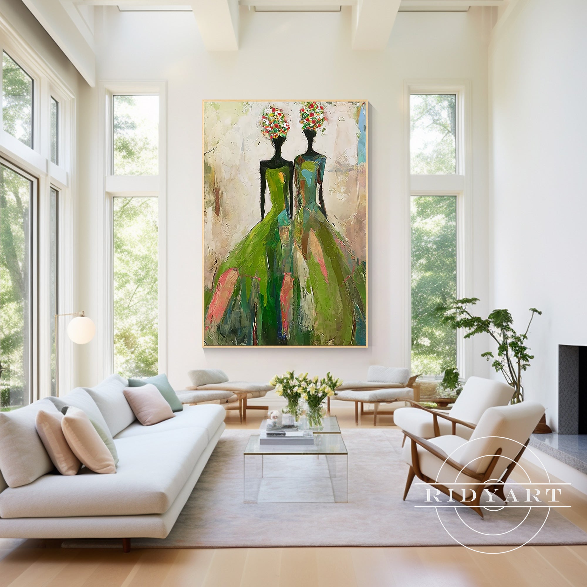woman painting textured wall art