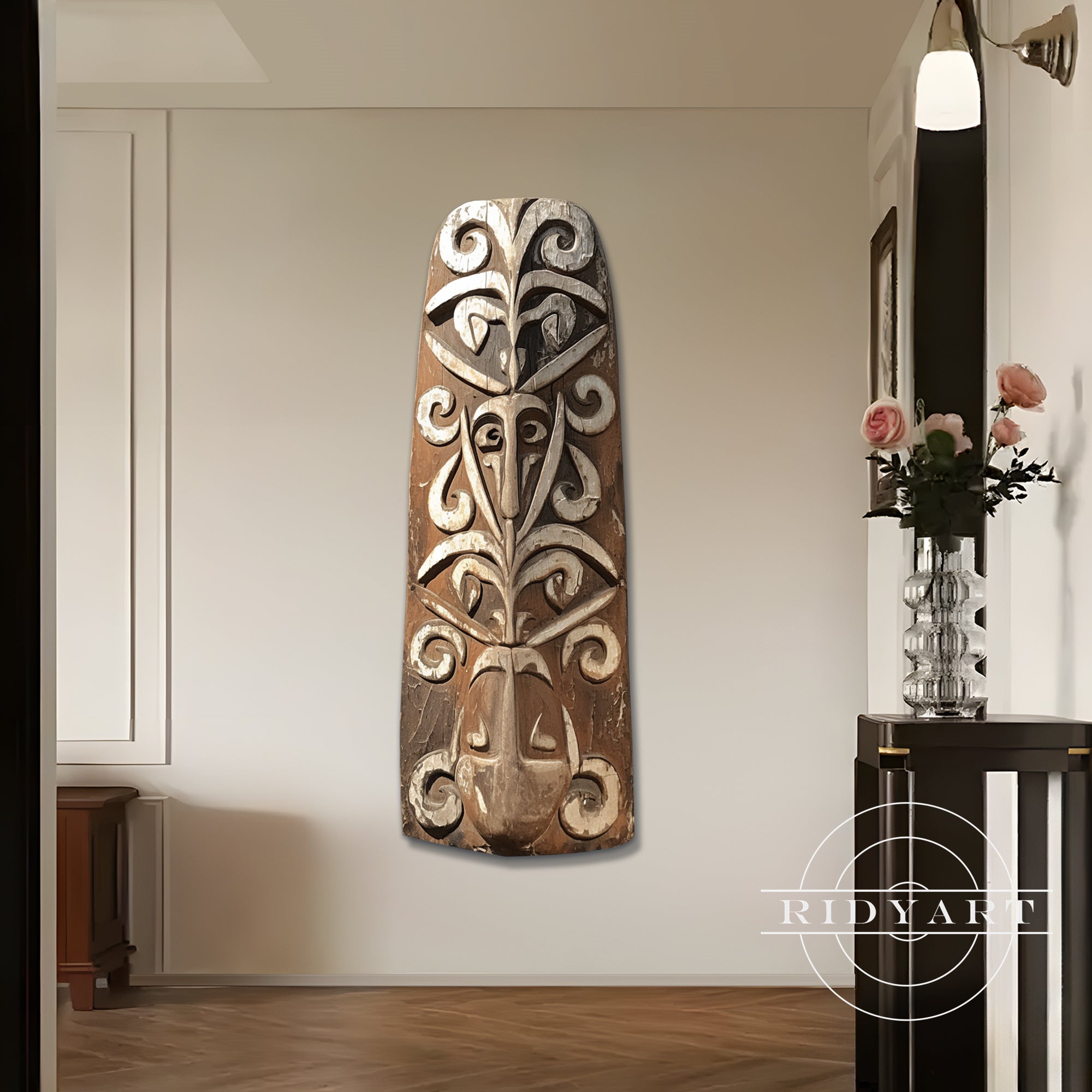 Wooden Asmat shield wall art